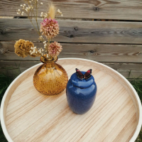Keramieken urn donkerblauw met vlinder